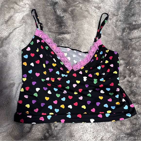 🌈Colourful Lace Rainbow Hearts Crop Top🌈 - Picture 2 of 2